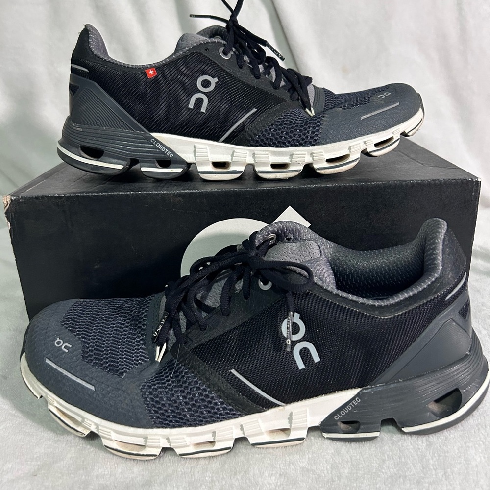On Running Black and Gray Athletic Shoes with Cloud Cushioning